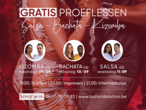 Banner proeflessen Salsa, Bachata & Kizomba